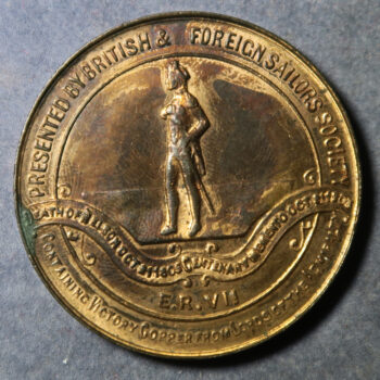 British & Foreign Sailors Society medal copper from Nelson's ship Victory