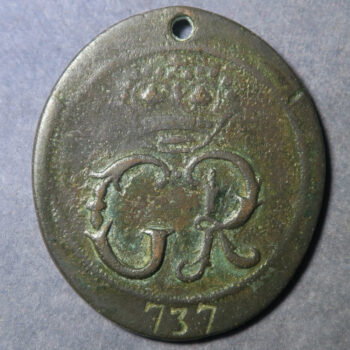 The Kings Private Roads 1737 George II pass token copper numbered 737