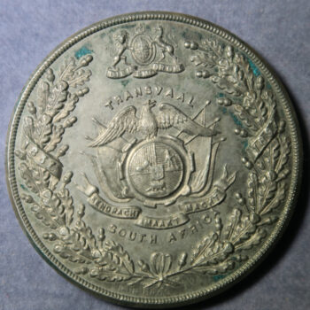 SOUTH AFRICA, Victoria, Diamond Jubilee, 1897, Transvaal, a white metal medal by Grun Bros, 40mm (W & E 3400A [not gilt]; BHM 3598); note the British Museum example describes their example as "The supressed Tranvaal Medal"