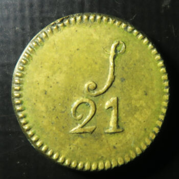 GB Guinea coin weight - brass - S21 - Withers 1671d