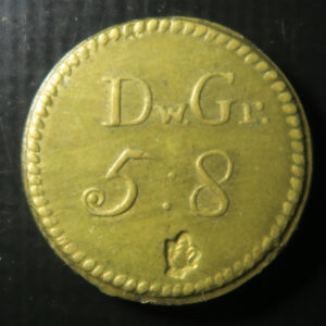 GB Guinea coin weight - brass - Dw. Gr. 5 : 8 - Withers1936D with GIIIR monogram - ctm. ewer