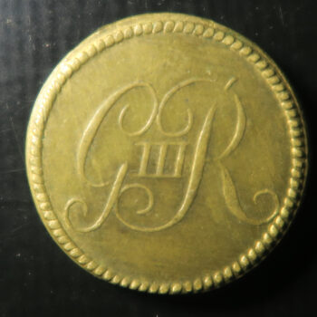 GB Guinea coin weight - brass - Dw. Gr. 5 : 8 - Withers1936D with GIIIR monogram - ctm. ewer