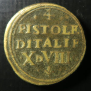 French made brass coin weight to weigh Italian 4 Pistole X D VIII G