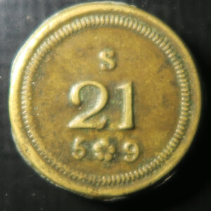 GB Guinea coin weight - brass - s 21 :5 9 - Wither 1783D