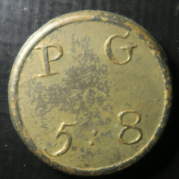 GB Guinea coin weight - brass -P G 5 8 - Wither 2044D ctm. crown