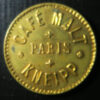 France brass shell on card advertising Token - Cafe Malt Kneipp Paris