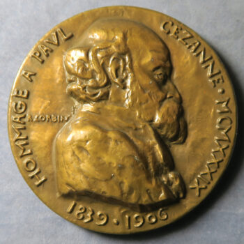 MB109338 Bronze medal Paul Cezanne Impressionist artist by Corbin birth centenary 1939