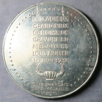 MB109348 Art Deco medal Les Adieux Louis Muller Prix de Rome series Monnaie de Paris