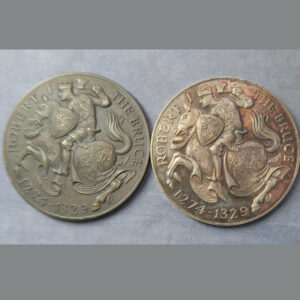 MB109385 Scotland Robert the Bruce 1974 Bannockburn 700th anniversary silver & bronze medals 2 pieces