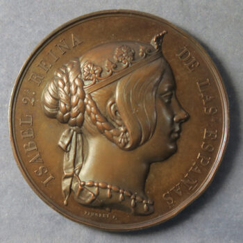 MB109398 Isabel II of Spain bronze medal 21 Sept 1847 Military Order of St Ferdinand for Heroism