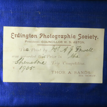 MB109400 GB Erdington Photographic Society 1905 copper electrotype prize plaque medal Birmingham