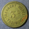 Wales Pub token check -Glamorganshire, TREORCHY, TREORCHY HOTEL 3D rev. blank Brass 23.8mm. milled edge Cox 867