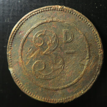 Wales Pub token check - Glamorganshire, ABERDARE, IRON BRIDGE bridge rev. 3D in circle Brass 28.5mm. plan edge VG detector find Cox 165