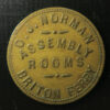 Wales Pub token check - Glamorganshire, BRITON FERRY, ASSEMBLY ROOMS, O.J. NORMAN rev. 3D Brass 25.1mm. plain edge VF Cox 213