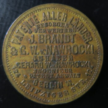 Berlin Germany Token Brandt & Nawrocki brass 30mm.