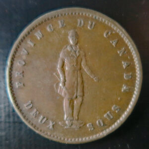 Copper token - Province of Canada 1852 Quebec Bank penny / two sous