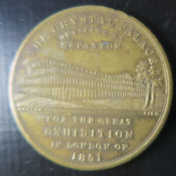 1851 Exhibition advertising token for M. Lyons Bright Electroplating Birmingham brass 39mm