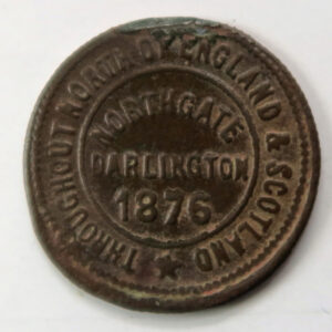 London & Newcastle Tea Company 1/4 lb. brass token - Northgate Darlington 1876