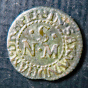 Suffolk 289, Saxmundham, Nicholas Shepherd Draper 1/4d with elements of Drapers arms - 17th century token