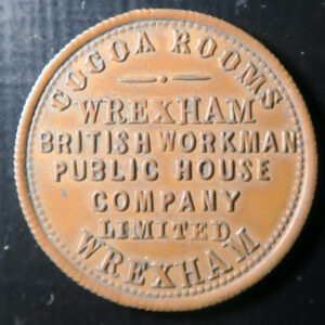 Wales Wrexham Cocoa Rooms 1d token British Workman Public House Co Ltd. bronze 28.2mm. milled edge Cox 280