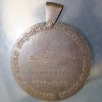 India Bombay Presidency War & Relief Fund Childrens Branch 1918-19 poereait of Lady Willingdon bronze medal