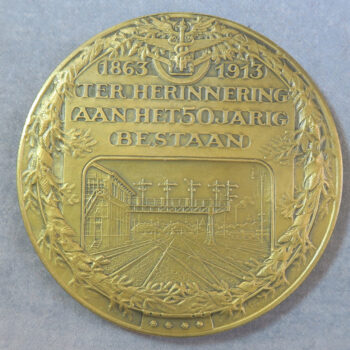 NL National Railway Company 50th anniversary.bronze medal by Wieneck 1913