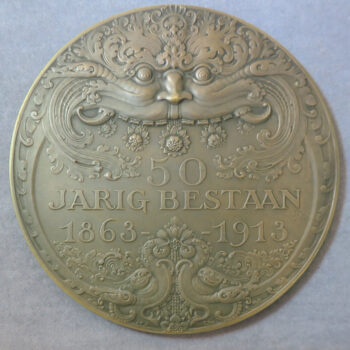 Indonesia 50th anniversary of the Nederlandsche-Indische Spoorwegmaatschappij 1913 bronze railway medal Wienecke