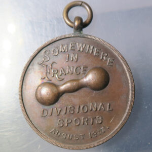 WW! Somewhere in France Divisional sports bronze medal August 1917