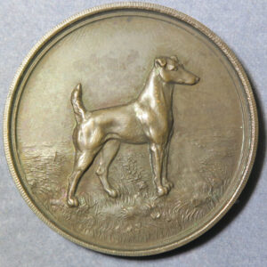 GB Fox Terrier dog bronze medal 20th century 39mm.