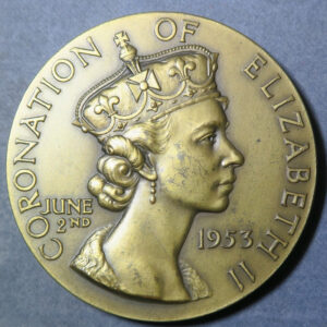 Queen Elizabeth II Coronation June 2nd 1953 bronze commemorative medal Bath & West & Southern Counties Champion Medal.