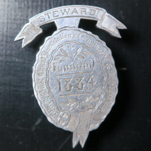 GB North East Coast Institution of Engineers & Shipbuilders silver medal Steward's badge 1904 Sheffield hallmark