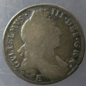 GB William III silver shilling 1696 E Exeter Mint part of Isaac Newton's recoinage