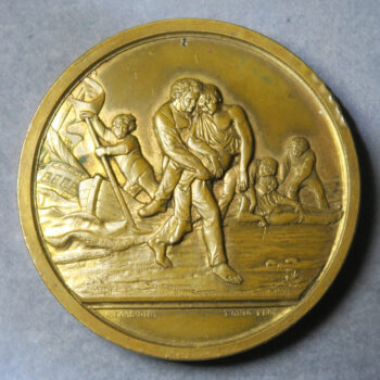 NL South Holland Rotterdam Society Award for Life Saving by Loos gilt bronze medal 19th century Shipwreck