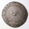 England Elizabeth I shilling initial mark A (1584-5) central hole allowed to circulate during Great Recoinage 1695-7