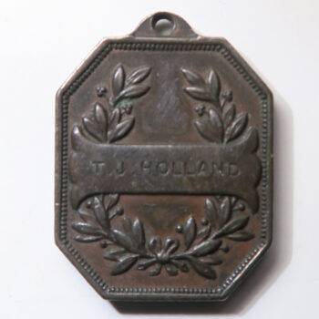 The International Fisheries Exhibition held in London in 1885 bronze pass named to T J Holland