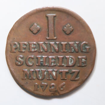 German States Brunswick-Lüneburg-Calenberg-Hannover 1 Pfenning - George I copper coin 1726 KM 64