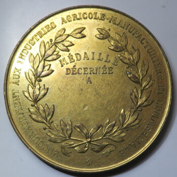 France Academie Nationale Agricole Manfacturiere et Commerciale gilt bronze medal medaille prize post 1848