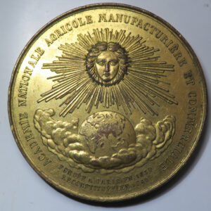 France Academie Nationale Agricole Manfacturiere et Commerciale gilt bronze medal medaille prize post 1848