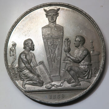 GB South Staffordshire Industrial & Fine Arts Exhibition Wolverhampton pewter medal 1869