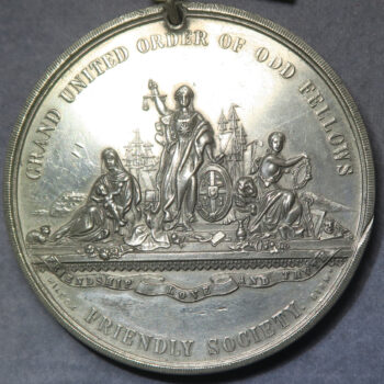 GB Grand United Order of Odd Fellows c.1880 pewter medal friendly society