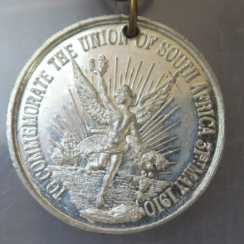 Union of South Africa 31 May 1910 commemorative medal with ribbon Springbok