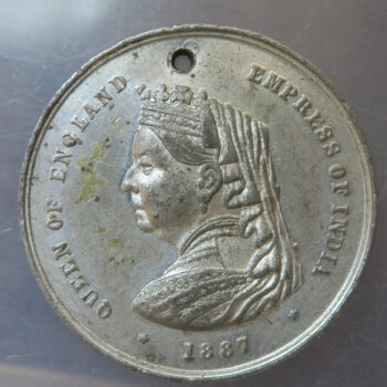 GB Victoria Queen of England Empress of India 1887 pewter commemorative Jubilee Medal Co