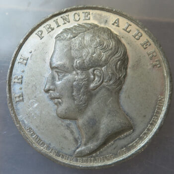 GB London 1851 Great Exhibition medal struck in expo with Prince Albert portrait pewter.