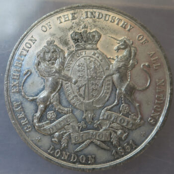 GB London 1851 Great Exhibition medal struck in expo with Prince Albert portrait pewter.