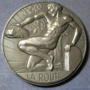 France silver Art Deco road transport medal La Route 1935 medallist Raymond Pelletier