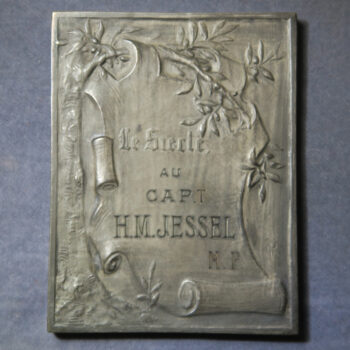 France England Entente Cordiale 1903 silver medal plaquette by Gregoire, awarded H.M.Jessel MP