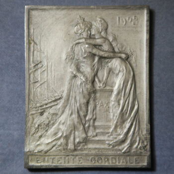 France England Entente Cordiale 1903 silver medal plaquette by Gregoire, awarded H.M.Jessel MP