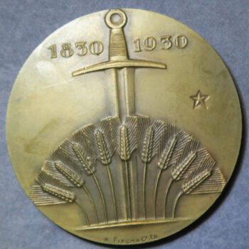 Centenary of Belgium 1830-1930 by M Rau bronze medal Art Deco