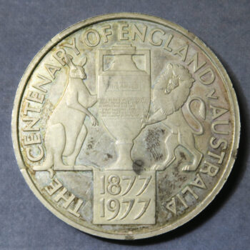 Cricket The Centenary England v. Australia commemorative silver medal 1877-1977 The Ashes