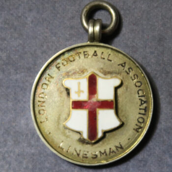 London Football Association silver & enamel Linesman fob London Charity Cup 1954-55